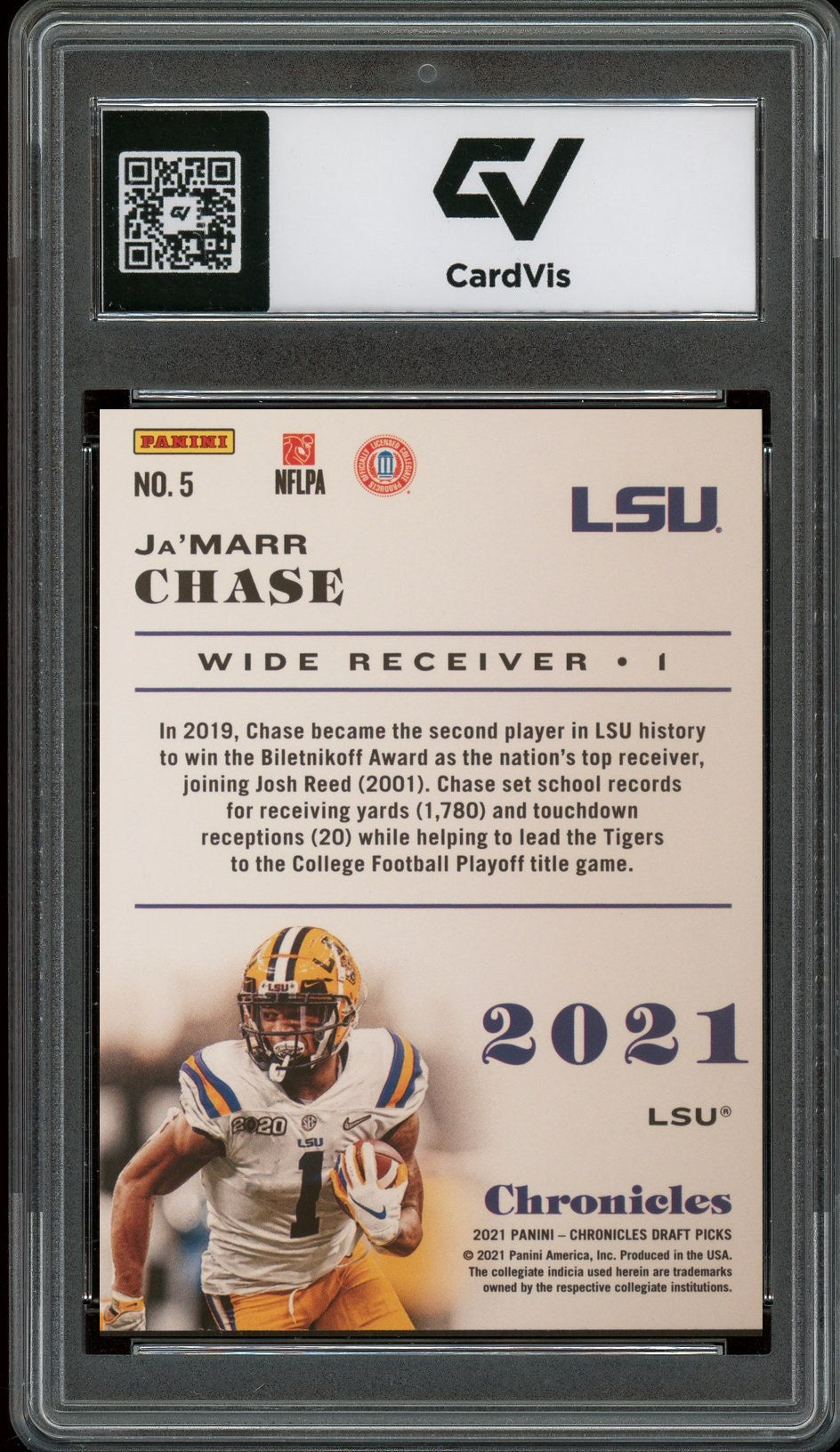 2021 Panini Chronicles Draft Picks #5 Ja'Marr Chase Rookie Card RC Graded 10 Gem Mint - Back