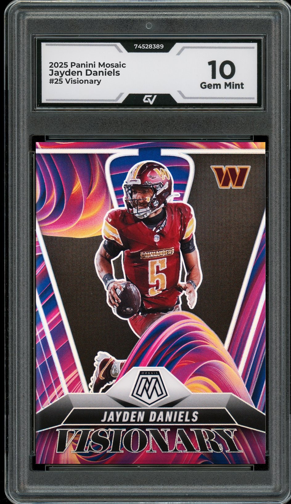 2025 Panini Mosaic #25 Jayden Daniels Visionary Graded 10 Gem Mint - Front