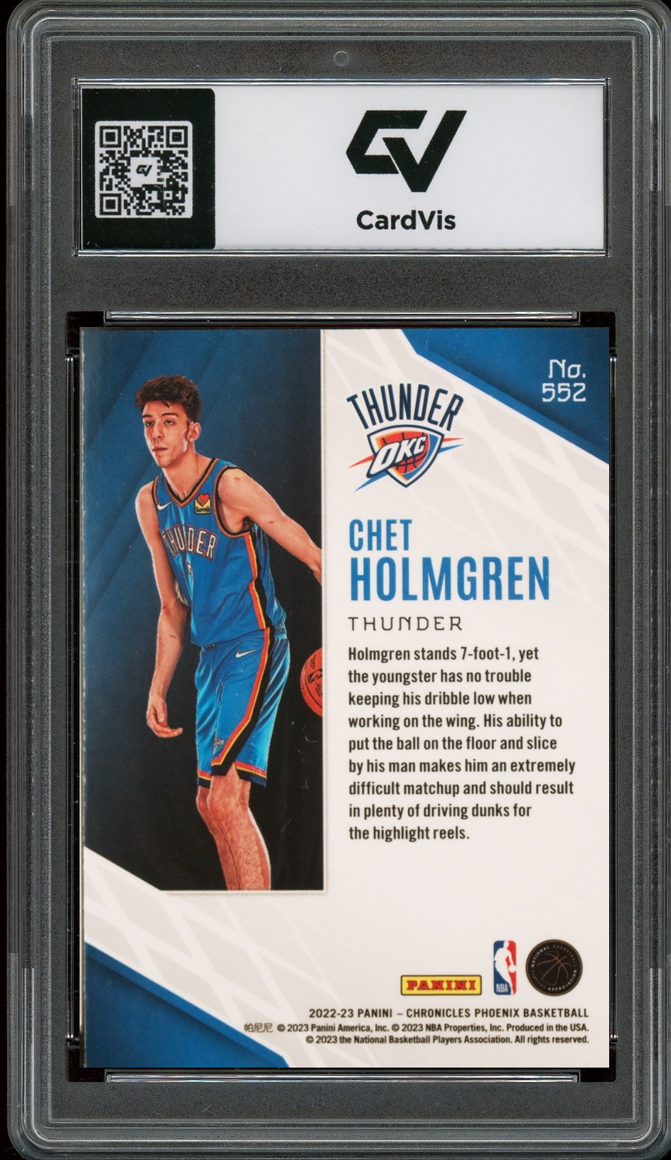 2022 Panini Chronicles #552 Chet Holmgren Rookie Card RC Graded 10 Gem Mint - Back