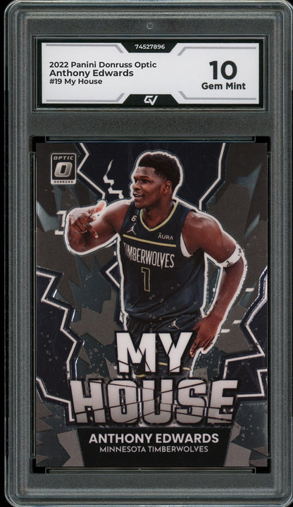 2022 Panini Donruss Optic #19 Anthony Edwards My House Graded 10 Gem Mint - Front