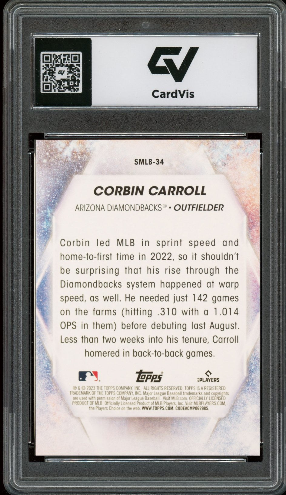 2023 Topps Series 2 #smlb34 Corbin Carroll Stars Of MLB Rookie Card RC Graded 10 Gem Mint - Back
