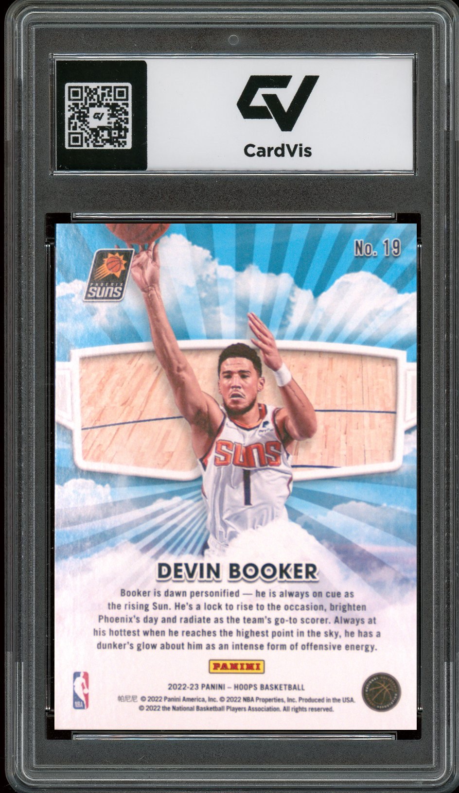 2022 Panini Hoops #19 Devin Booker Skyview Graded 10 Gem Mint - Back