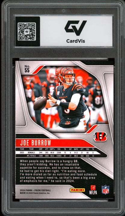 2024 Panini Prizm #55 Joe Burrow Graded 10 Gem Mint - Back