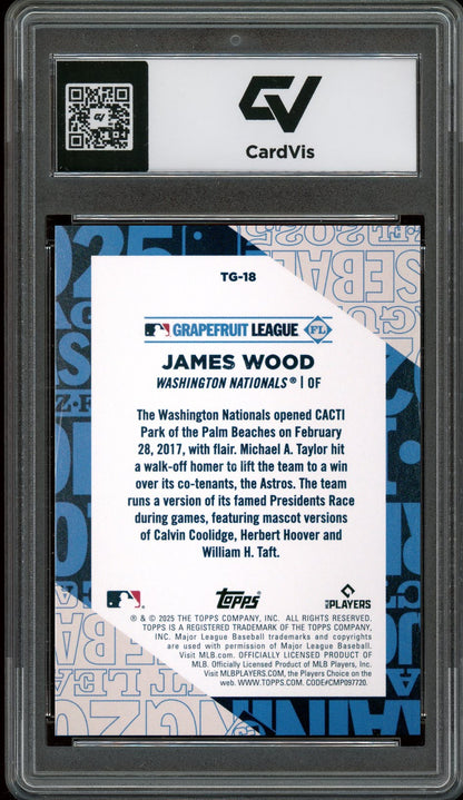 2025 Topps #TG-18 James Wood Training Grounds Graded 10 Gem Mint - Back