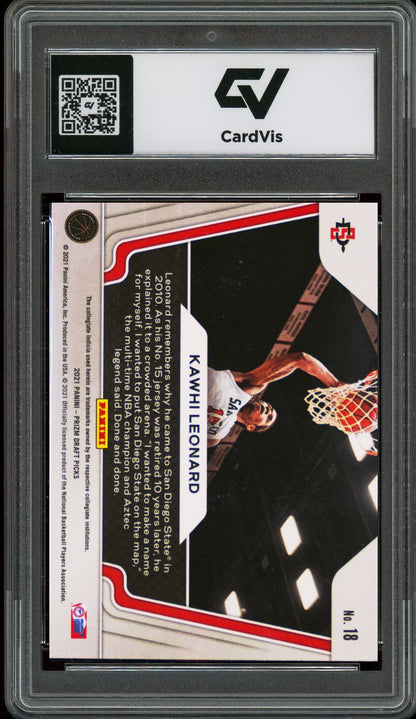 2021 Panini Prizm Draft Picks #18 Kawhi Leonard Widescreen Graded 10 Gem Mint - Back