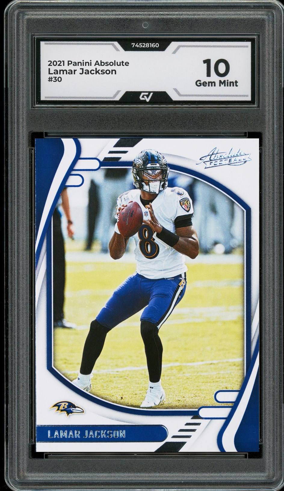 2021 Panini Absolute #30 Lamar Jackson Graded 10 Gem Mint - Front