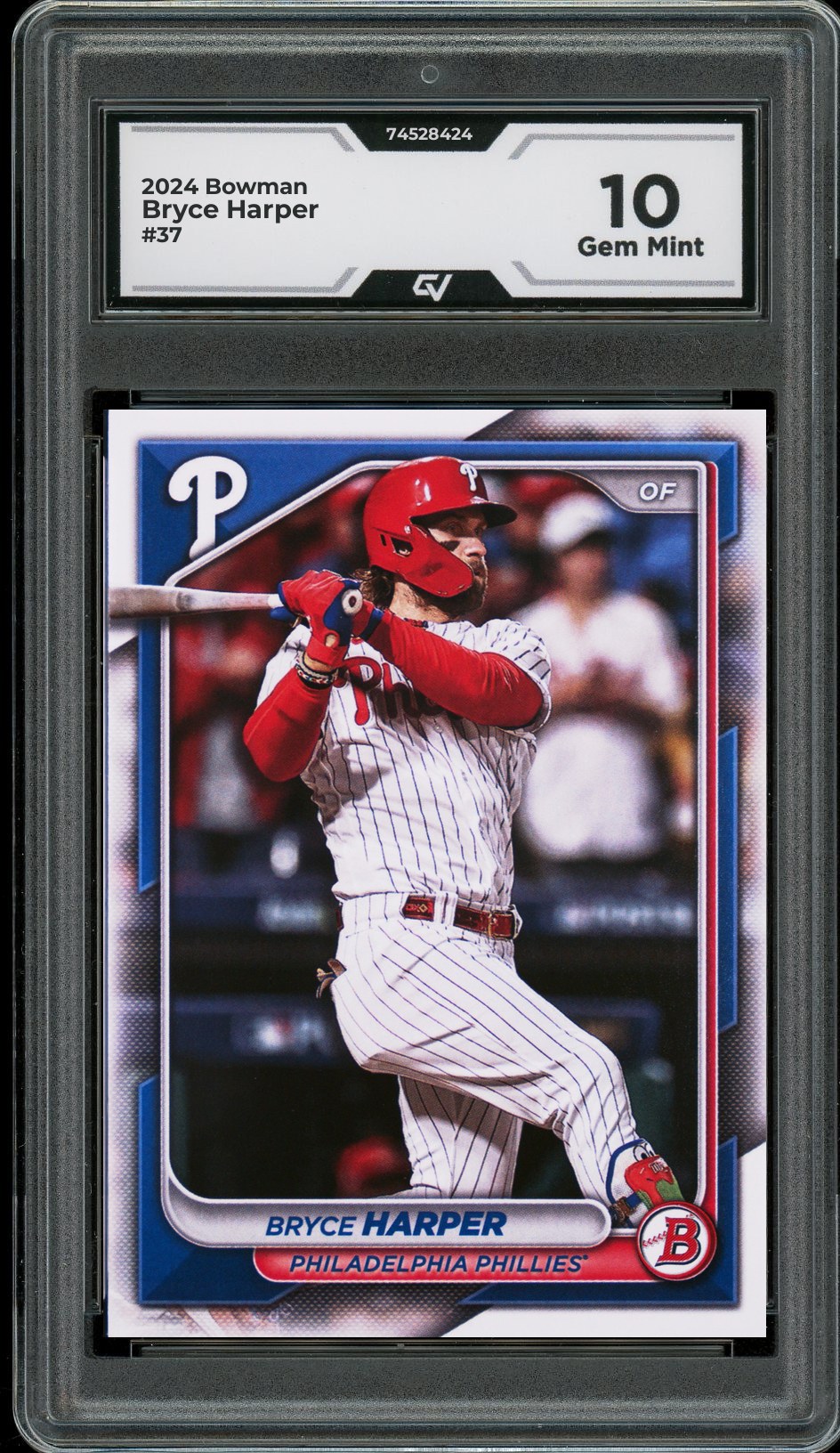 2024 Bowman #37 Bryce Harper Graded 10 Gem Mint - Front