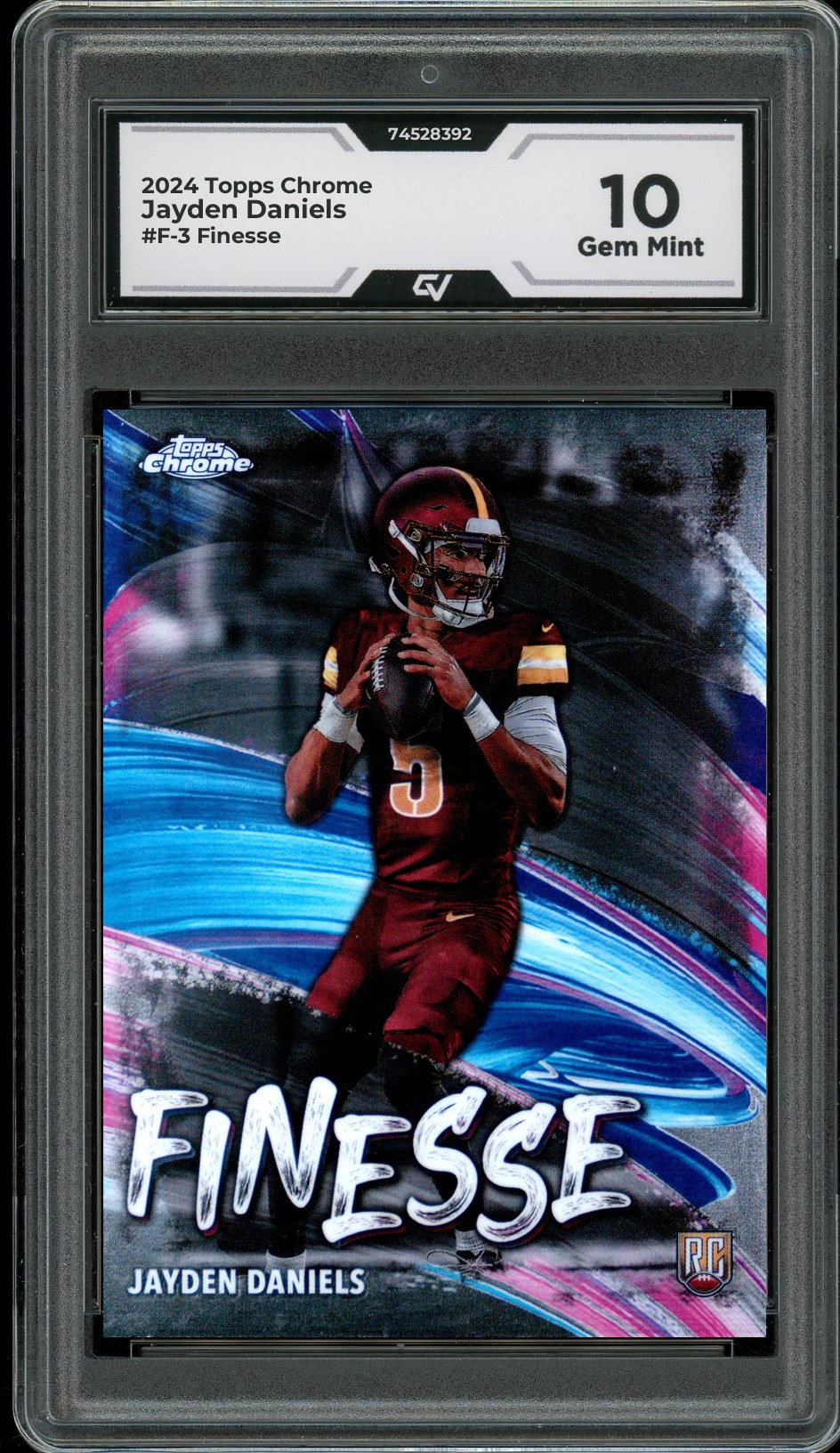 2024 Topps Chrome #F-3 Jayden Daniels Finesse Rookie Card RC Graded 10 Gem Mint - Front