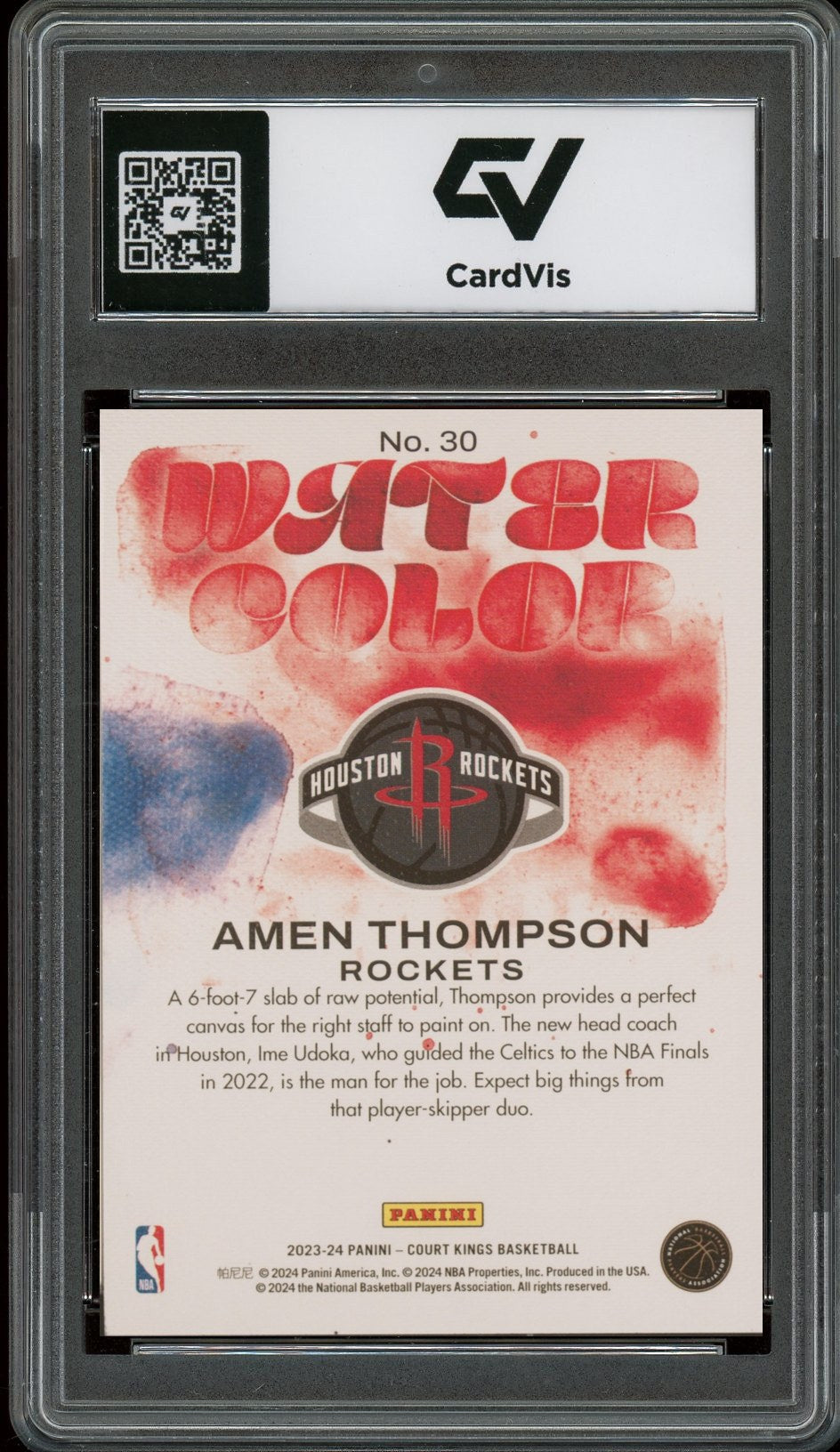 2023 Panini Court Kings #30 Amen Thompson Water Color Graded 10 Gem Mint - Back